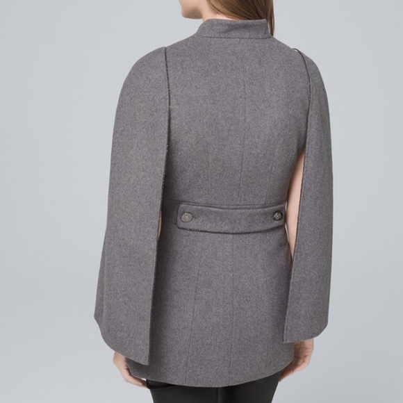 White House Black Market Smoked Pearl Ball Chain-Trim Cape Womens Small - Picture 2 of 11